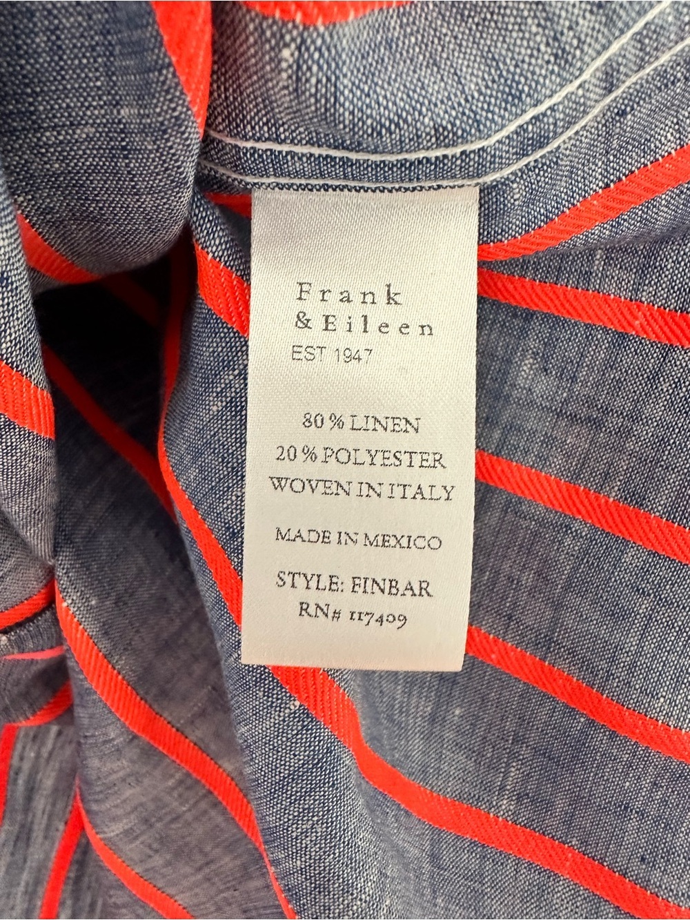 Frank & Eileen | Chambray Linen
Neon Pink Stripe Barry Shirt sz XL - Picture 12 of 12